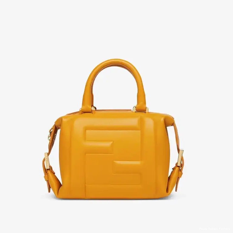 Vintage HOT Yellow Nappa In Fendi Cube FF Bag Leather Mini 0614